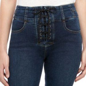 FREE PEOPLE-Hi-Rise Love Knot Lace-Up Skinny Jeans-Size 34